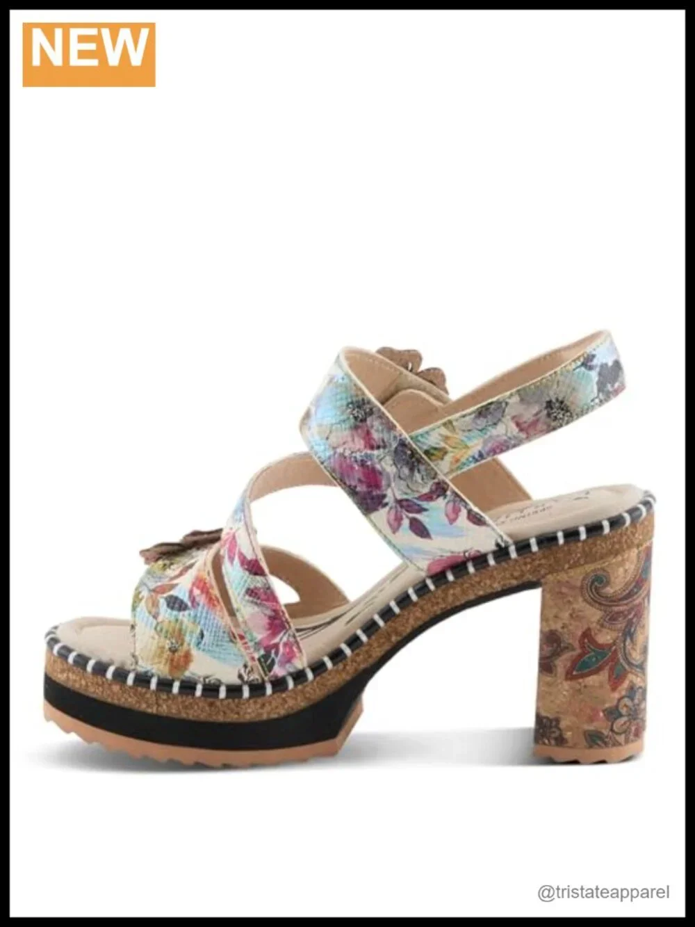 L'Artiste Escapartist Leather Slingback Block Heel Sandals Supportive Comfort